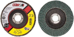 Camel Grinding Wheels - 24 Grit, 5" Disc Diam, 7/8" Center Hole, Type 27 Zirconia Alumina Flap Disc - 12,200 Max RPM, Poly Cotton Backing, Arbor Attaching System, Coated - Eagle Tool & Supply
