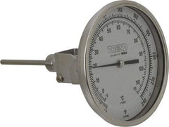 Wika - 4 Inch Long Stem, 5 Inch Dial Diameter, Stainless Steel, Adjustable Angle Bi-Metal Thermometer - -5 to 115°C, 1% Accuracy - Eagle Tool & Supply