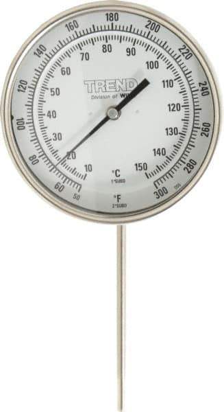 Wika - 6 Inch Long Stem, 5 Inch Dial Diameter, Stainless Steel, Adjustable Angle Bi-Metal Thermometer - 10 to 150°C, 1% Accuracy - Eagle Tool & Supply