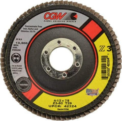 Camel Grinding Wheels - 60 Grit, 4-1/2" Disc Diam, 7/8" Center Hole, Type 29 Zirconia Alumina Flap Disc - 13,300 Max RPM, Poly Cotton Backing, Arbor Attaching System, Coated - Eagle Tool & Supply