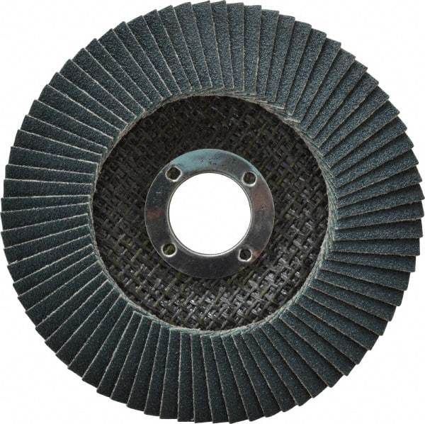 Camel Grinding Wheels - 80 Grit, 4-1/2" Disc Diam, 7/8" Center Hole, Type 29 Zirconia Alumina Flap Disc - 13,300 Max RPM, Poly Cotton Backing, Arbor Attaching System, Coated - Eagle Tool & Supply