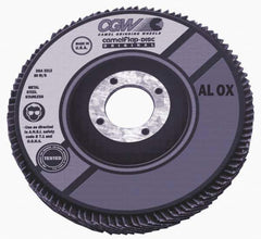 Camel Grinding Wheels - 40 Grit, 4" Disc Diam, 7/8" Center Hole, Type 27 Aluminum Oxide Flap Disc - 15,300 Max RPM, Polyester Backing, Arbor Attaching System, Coated - Eagle Tool & Supply