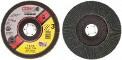 Camel Grinding Wheels - 40 Grit, 7" Disc Diam, 7/8" Center Hole, Type 29 Zirconia Alumina Flap Disc - 8,600 Max RPM, Poly Cotton Backing, Arbor Attaching System, Coated - Eagle Tool & Supply