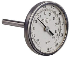 Wika - 6 Inch Long Stem, 2 Inch Dial Diameter, Stainless Steel, Back Connected Bi-Metal Thermometer - -40 to 50°C, 1% Accuracy - Eagle Tool & Supply