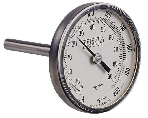 Wika - 2-1/2 Inch Long Stem, 2 Inch Dial Diameter, Stainless Steel, Back Connected Bi-Metal Thermometer - 100 to 540°C, 1% Accuracy - Eagle Tool & Supply