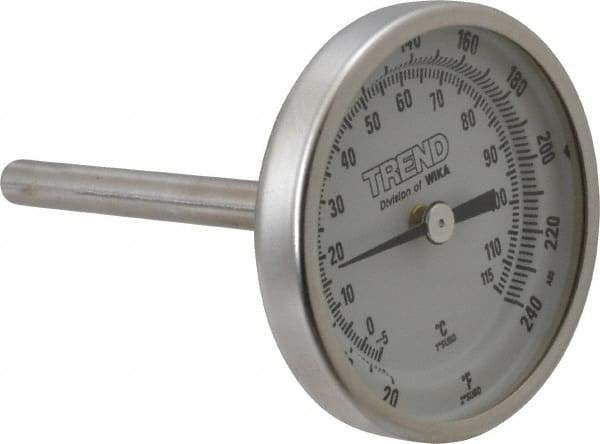 Wika - 2-1/2 Inch Long Stem, 2 Inch Dial Diameter, Stainless Steel, Back Connected Bi-Metal Thermometer - -5 to 115°C, 1% Accuracy - Eagle Tool & Supply