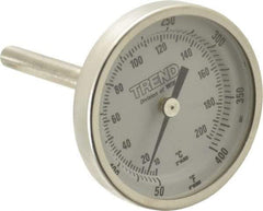 Wika - 2-1/2 Inch Long Stem, 2 Inch Dial Diameter, Stainless Steel, Back Connected Bi-Metal Thermometer - 10 to 200°C, 1% Accuracy - Eagle Tool & Supply