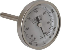 Wika - 2-1/2 Inch Long Stem, 2 Inch Dial Diameter, Stainless Steel, Back Connected Bi-Metal Thermometer - 65 to 400°C, 1% Accuracy - Eagle Tool & Supply