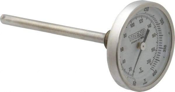 Wika - 4 Inch Long Stem, 2 Inch Dial Diameter, Stainless Steel, Back Connected Bi-Metal Thermometer - 10 to 200°C, 1% Accuracy - Eagle Tool & Supply