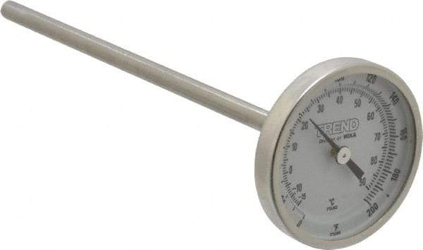 Wika - 6 Inch Long Stem, 2 Inch Dial Diameter, Stainless Steel, Back Connected Bi-Metal Thermometer - -15 to 90°C, 1% Accuracy - Eagle Tool & Supply