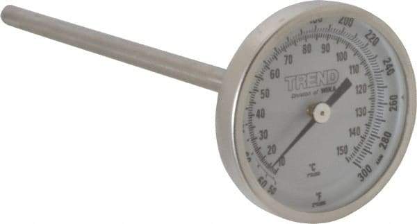Wika - 6 Inch Long Stem, 2 Inch Dial Diameter, Stainless Steel, Back Connected Bi-Metal Thermometer - 10 to 150°C, 1% Accuracy - Eagle Tool & Supply