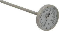 Wika - 6 Inch Long Stem, 2 Inch Dial Diameter, Stainless Steel, Back Connected Bi-Metal Thermometer - 10 to 200°C, 1% Accuracy - Eagle Tool & Supply