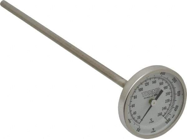 Wika - 9 Inch Long Stem, 2 Inch Dial Diameter, Stainless Steel, Back Connected Bi-Metal Thermometer - 10 to 260°C, 1% Accuracy - Eagle Tool & Supply