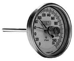 Wika - 2-1/2 Inch Long Stem, 3 Inch Dial Diameter, Stainless Steel, Back Connected Bi-Metal Thermometer - 65 to 400°C, 1% Accuracy - Eagle Tool & Supply