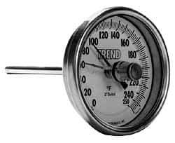 Wika - 6 Inch Long Stem, 3 Inch Dial Diameter, Stainless Steel, Back Connected Bi-Metal Thermometer - -15 to 90°C, 1% Accuracy - Eagle Tool & Supply