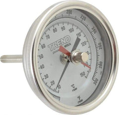 Wika - 2-1/2 Inch Long Stem, 3 Inch Dial Diameter, Stainless Steel, Back Connected Bi-Metal Thermometer - 10 to 150°C, 1% Accuracy - Eagle Tool & Supply