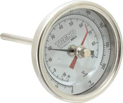 Wika - 4 Inch Long Stem, 3 Inch Dial Diameter, Stainless Steel, Back Connected Bi-Metal Thermometer - -15 to 90°C, 1% Accuracy - Eagle Tool & Supply