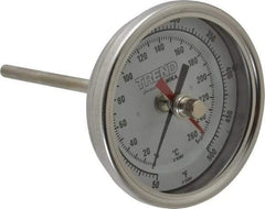 Wika - 4 Inch Long Stem, 3 Inch Dial Diameter, Stainless Steel, Back Connected Bi-Metal Thermometer - 10 to 260°C, 1% Accuracy - Eagle Tool & Supply