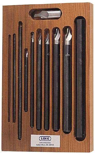 Link Industries - 11 Piece, #0 to 7, Radius Edge, High Speed Steel Combo Drill & Countersink Set - Single End - Eagle Tool & Supply