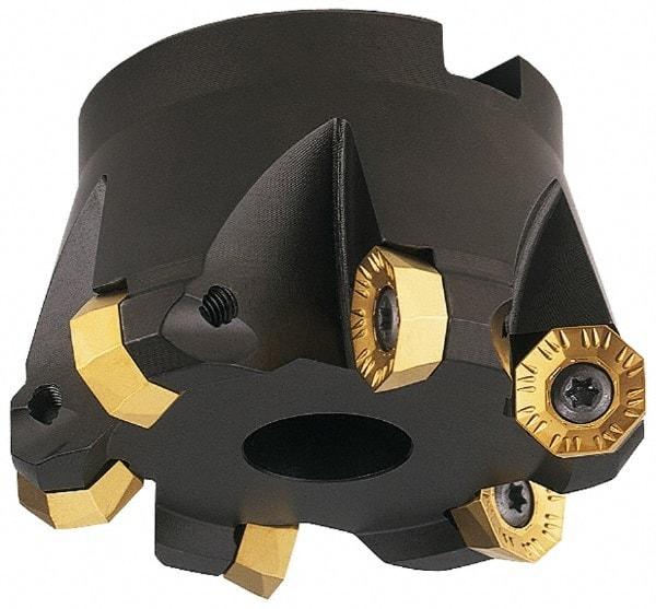 LMT - 3" Cut Diam, 1" Arbor Hole, 0.63" Max Depth of Cut, 45° Indexable Chamfer & Angle Face Mill - 5 Inserts, OCKX 0606\xB6RCKX 1606\xB6SAHT 1306\xB6XCKX 1606\xB6XOKX 1606 Insert, Right Hand Cut, 5 Flutes, Series FCT45 - Eagle Tool & Supply
