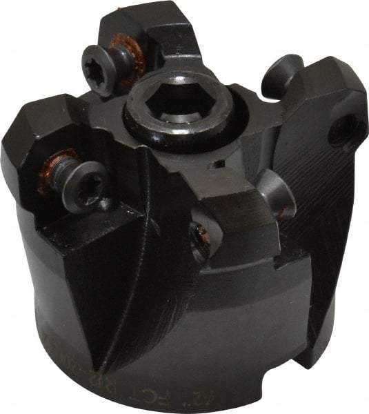 LMT - 2" Cut Diam, 3/4" Arbor Hole, 0.63" Max Depth of Cut, 45° Indexable Chamfer & Angle Face Mill - 4 Inserts, RCKX 1606 Insert, Right Hand Cut, 4 Flutes, Series FCT45 - Eagle Tool & Supply