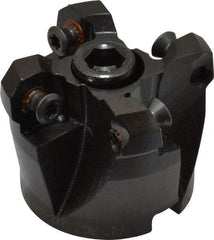 LMT - 2" Cut Diam, 3/4" Arbor Hole, 0.63" Max Depth of Cut, 45° Indexable Chamfer & Angle Face Mill - 4 Inserts, RCKX 1606 Insert, Right Hand Cut, 4 Flutes, Series FCT45 - Eagle Tool & Supply