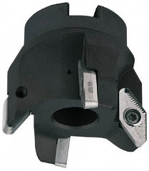 LMT - 3 Inserts, 2" Cut Diam, 3/4" Arbor Diam, 0.59" Max Depth of Cut, Indexable Square-Shoulder Face Mill - 0/90° Lead Angle, 2.12" High, VCGT 2205.. Insert Compatibility, Series V22 - Eagle Tool & Supply