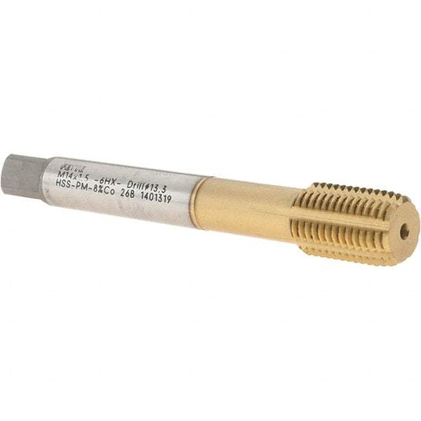 LMT - M14x1.50 Metric Fine 6HX Modified Bottoming Thread Forming Tap - Powdered Metal High Speed Steel, TiCN Finish, 3.937" OAL, 0.787" Thread Length, Right Hand Thread - Eagle Tool & Supply