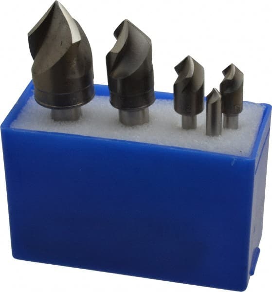 M.A. Ford - 5 Piece, 1/4 to 1" Head Diam, 82° Included Angle, Single End Countersink Set - Eagle Tool & Supply