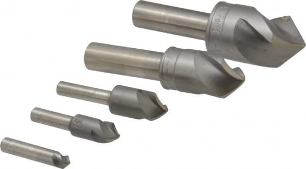 M.A. Ford - 5 Piece, 1/4 to 1" Head Diam, 90° Included Angle, Single End Countersink Set - Eagle Tool & Supply