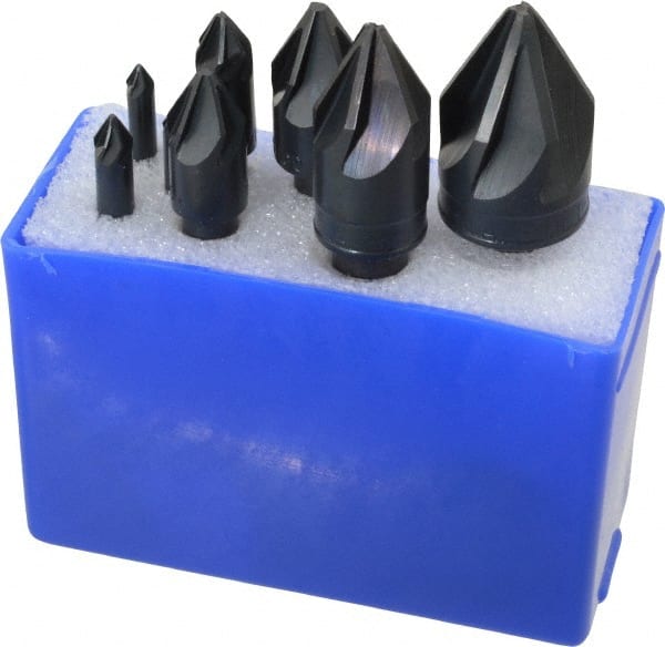 M.A. Ford - 8 Piece, 1/8 to 1" Head Diam, 60° Included Angle, Single End Countersink Set - Eagle Tool & Supply