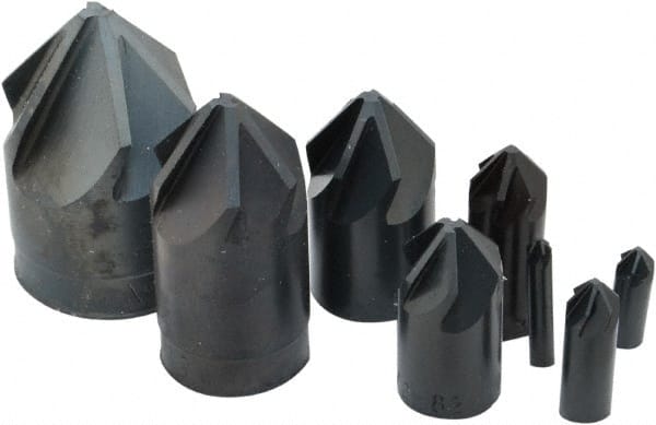 M.A. Ford - 8 Piece, 1/8 to 1" Head Diam, 82° Included Angle, Single End Countersink Set - Eagle Tool & Supply