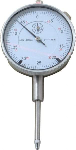 Value Collection - 1" Range, 0-50 Dial Reading, 0.0005" Graduation Dial Drop Indicator - 2.28" Dial, Revolution Counter - Eagle Tool & Supply