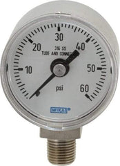 Wika - 1-1/2" Dial, 1/8 Thread, 0-60 Scale Range, Pressure Gauge - Lower Connection Mount, Accurate to 2.5% of Scale - Eagle Tool & Supply
