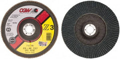 Camel Grinding Wheels - 40 Grit, 7" Disc Diam, 7/8" Center Hole, Type 27 Zirconia Alumina Flap Disc - 8,600 Max RPM, Poly Cotton Backing, Arbor Attaching System, Coated - Eagle Tool & Supply