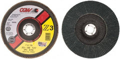 Camel Grinding Wheels - 60 Grit, 7" Disc Diam, 7/8" Center Hole, Type 27 Zirconia Alumina Flap Disc - 8,600 Max RPM, Poly Cotton Backing, Arbor Attaching System, Coated - Eagle Tool & Supply
