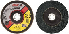 Camel Grinding Wheels - 40 Grit, 7" Disc Diam, 7/8" Center Hole, Type 29 Zirconia Alumina Flap Disc - 8,600 Max RPM, Poly Cotton Backing, Arbor Attaching System, Coated - Eagle Tool & Supply