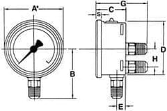 Wika - 4" Dial, 1/4 Thread, 0-400 Scale Range, Pressure Gauge - Lower Back Connection Mount, Accurate to 1% of Scale - Eagle Tool & Supply