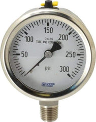 Wika - 2-1/2" Dial, 1/4 Thread, 0-300 Scale Range, Pressure Gauge - Lower Connection Mount, Accurate to 1.5% of Scale - Eagle Tool & Supply