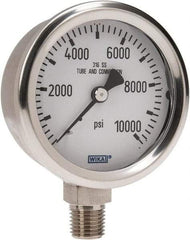 Wika - 2-1/2" Dial, 1/4 Thread, 0-10,000 Scale Range, Pressure Gauge - Lower Connection Mount, Accurate to 1.5% of Scale - Eagle Tool & Supply