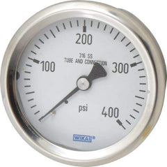 Wika - 2-1/2" Dial, 1/4 Thread, 0-400 Scale Range, Pressure Gauge - Center Back Connection Mount, Accurate to 1.5% of Scale - Eagle Tool & Supply