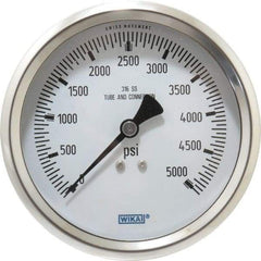 Wika - 4" Dial, 1/2 Thread, 0-5,000 Scale Range, Pressure Gauge - Lower Back Connection Mount, Accurate to 1% of Scale - Eagle Tool & Supply