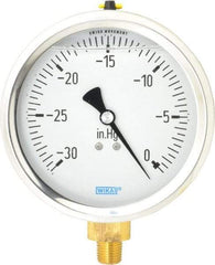 Wika - 4" Dial, 1/4 Thread, 30-0 Scale Range, Pressure Gauge - Lower Connection Mount, Accurate to 1% of Scale - Eagle Tool & Supply