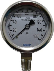 Wika - 2-1/2" Dial, 1/4 Thread, 0-160 Scale Range, Pressure Gauge - Lower Connection Mount, Accurate to 1.5% of Scale - Eagle Tool & Supply