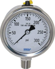 Wika - 2-1/2" Dial, 1/4 Thread, 0-300 Scale Range, Pressure Gauge - Lower Connection Mount, Accurate to 1.5% of Scale - Eagle Tool & Supply
