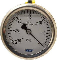 Wika - 2-1/2" Dial, 1/4 Thread, 30-0 Scale Range, Pressure Gauge - Center Back Connection Mount, Accurate to 1.5% of Scale - Eagle Tool & Supply