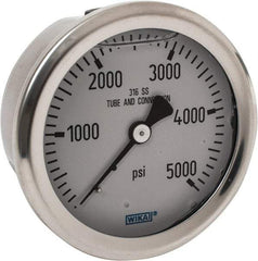 Wika - 2-1/2" Dial, 1/4 Thread, 0-5,000 Scale Range, Pressure Gauge - Center Back Connection Mount, Accurate to 1.5% of Scale - Eagle Tool & Supply