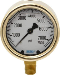 Wika - 2-1/2" Dial, 1/4 Thread, 0-7,500 Scale Range, Pressure Gauge - Lower Connection Mount, Accurate to 1.5% of Scale - Eagle Tool & Supply