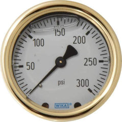 Wika - 2-1/2" Dial, 1/4 Thread, 0-300 Scale Range, Pressure Gauge - Back Connection Mount, Accurate to 1.5% of Scale - Eagle Tool & Supply