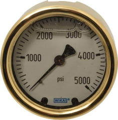 Wika - 2-1/2" Dial, 1/4 Thread, 0-5,000 Scale Range, Pressure Gauge - Back Connection Mount, Accurate to 1.5% of Scale - Eagle Tool & Supply